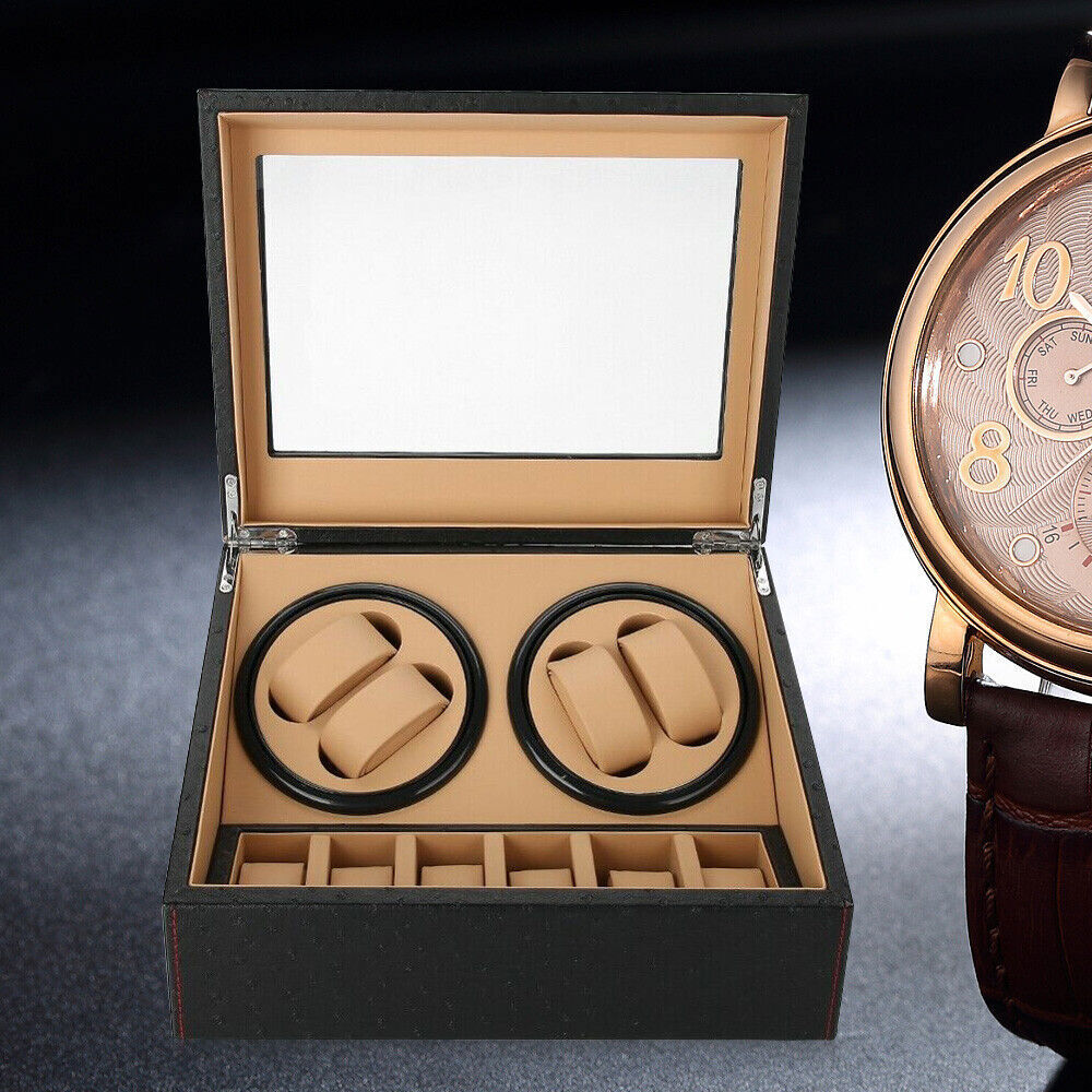 Automatic Watch Winder 4+6 Watch Display Box Quiet Motor Luxury Storage Case NEW