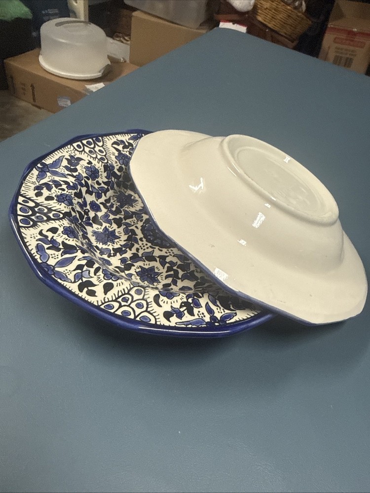 Armenian Ceramic Dish Jerusalem Blue Flowers Plate