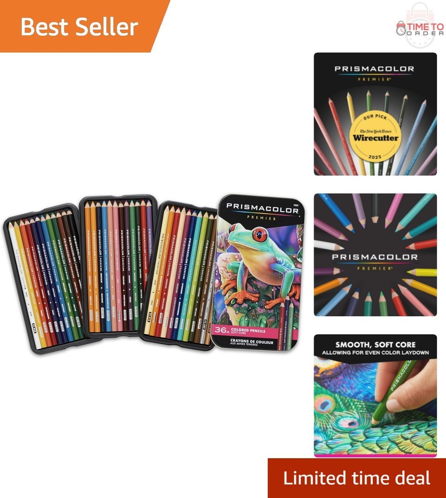 Colored Pencils Assorted 36 Pack Soft Core Vibrant Art Crafts Drawing