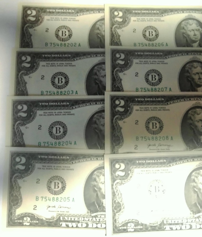 $2 dollar bill serial number error GAS PUMP NOTES: multiple sequentials