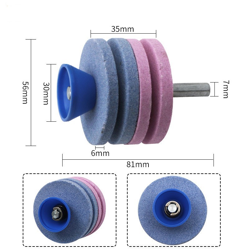 1Pcs Lawn Mower Blade Sharpener, Four Layer Corundum Blade Sharpener, Blue Pink