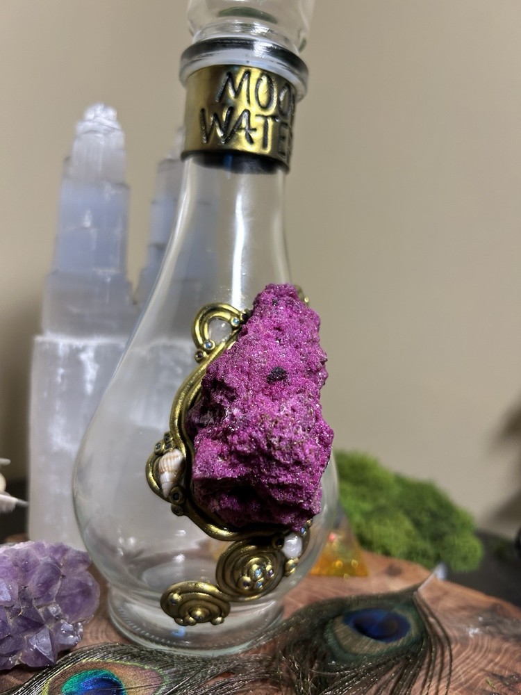 Ruby And Rose Quartz Moon Water Jar - Moon Ritual - Altar Jar - Crystal Jar