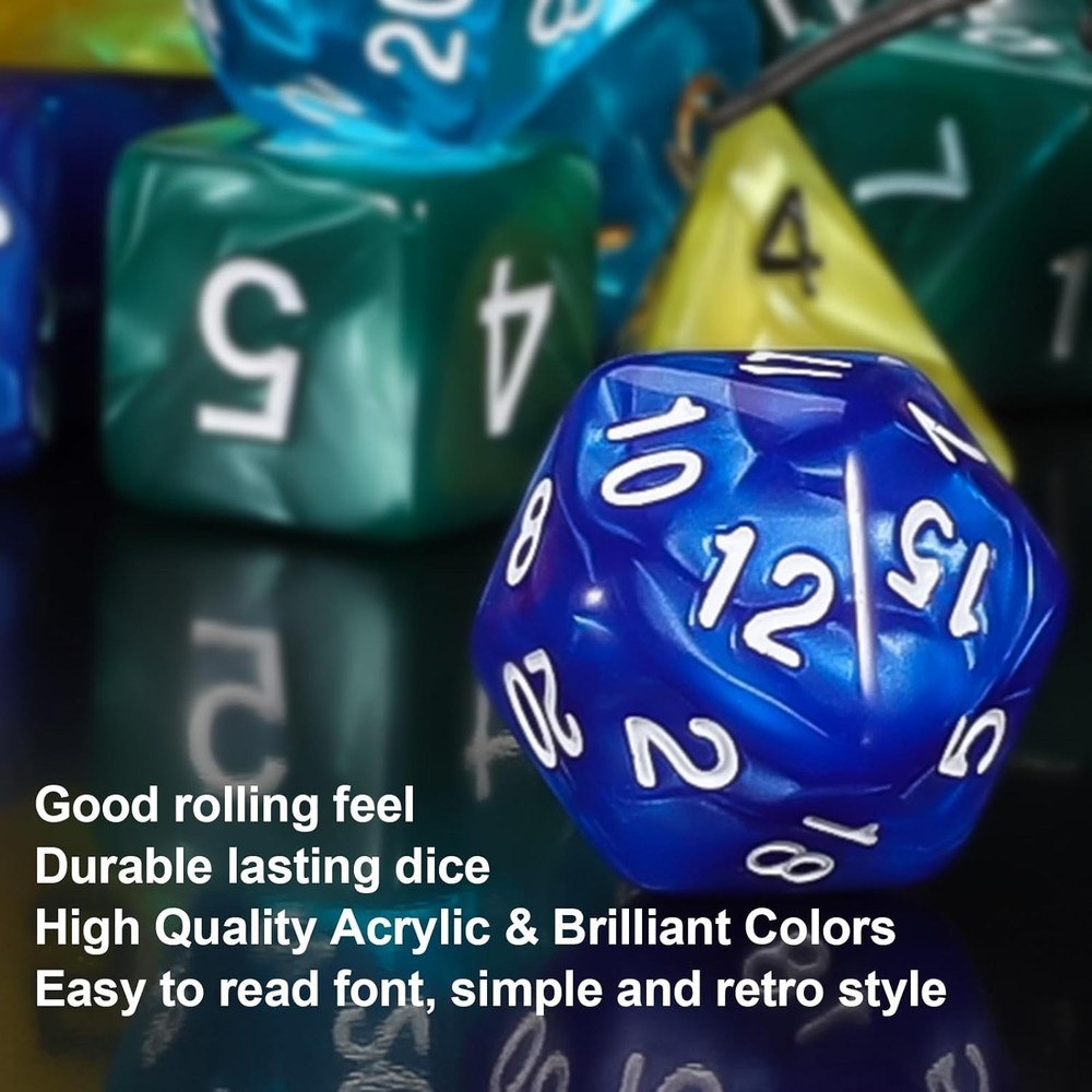 Colorful Polyhedral Dice Set for D&D RPG Games