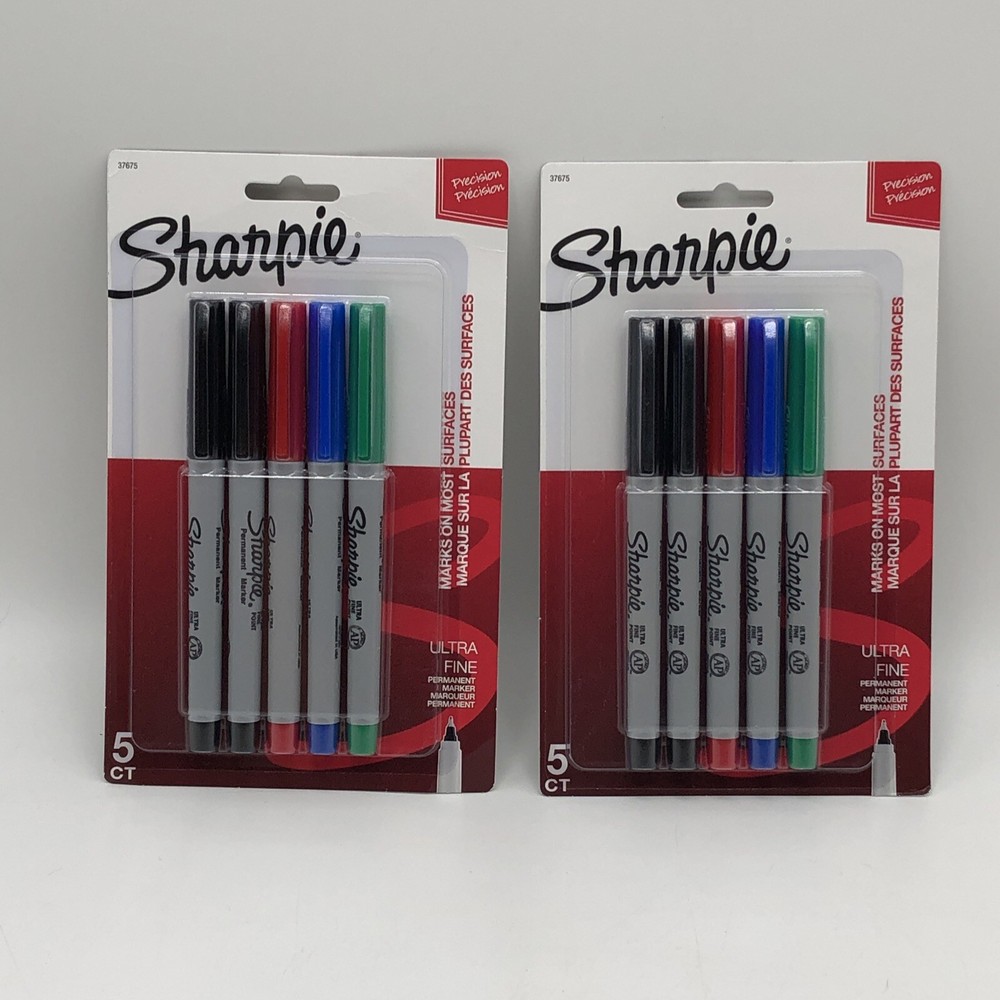 Sharpie Permanent Markers, Ultra Fine Point, Assorted Colors, 5 Count (2 Pack)