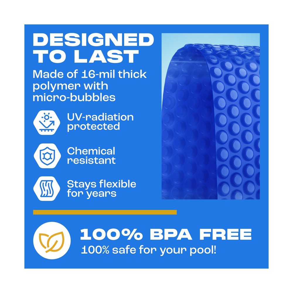 Sapphire Series Round Solar Pool Cover - Extra Durable 16-Mil Polymer Micro B...