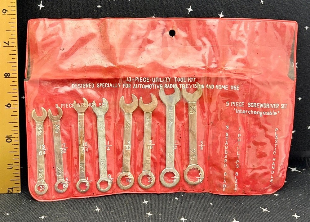VTG 8 Piece Combination Wrenches Japan Screwdrivers Missing W/Plastic Case