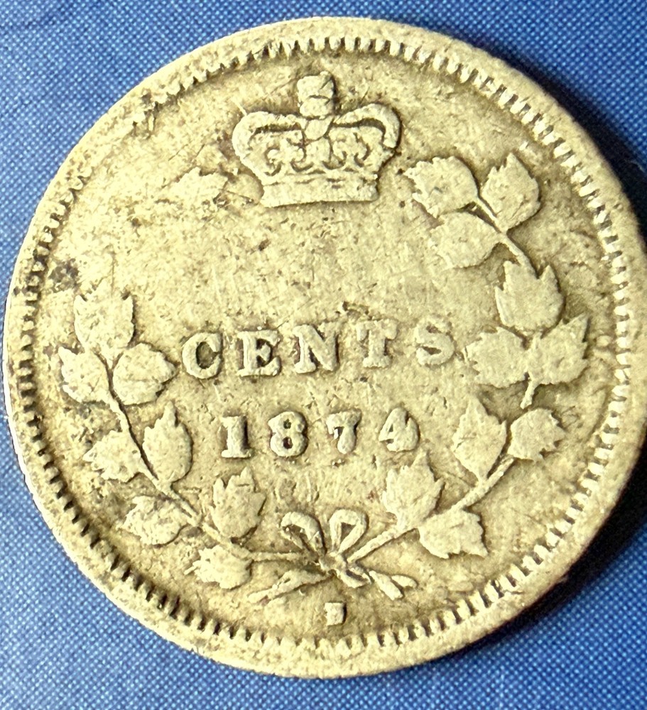 1874 H Canada Silver 5 Cents Crosslet 4
