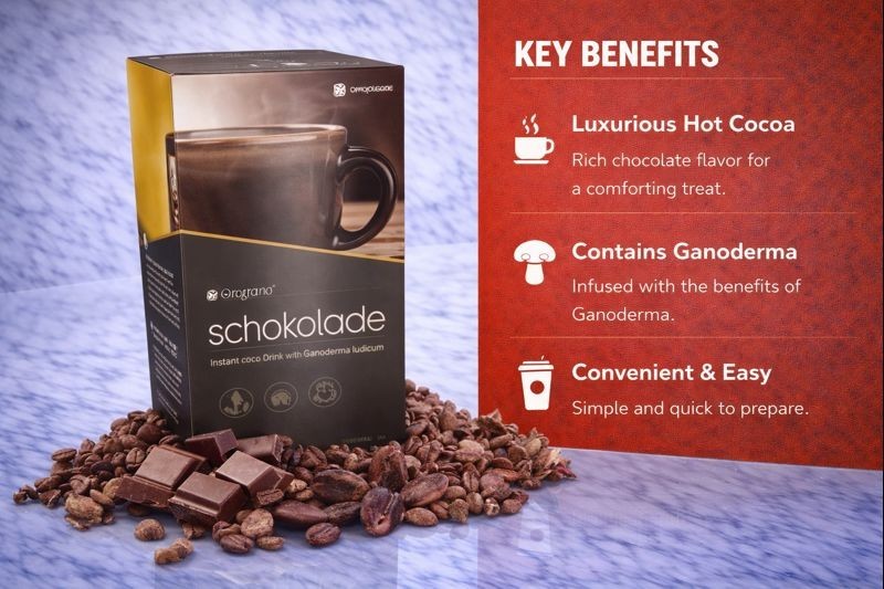 NEW GANOCAFE SCHOKOLADE HOT COCOA WITH GANODERMA 20 SACHETS GANO EXCEL