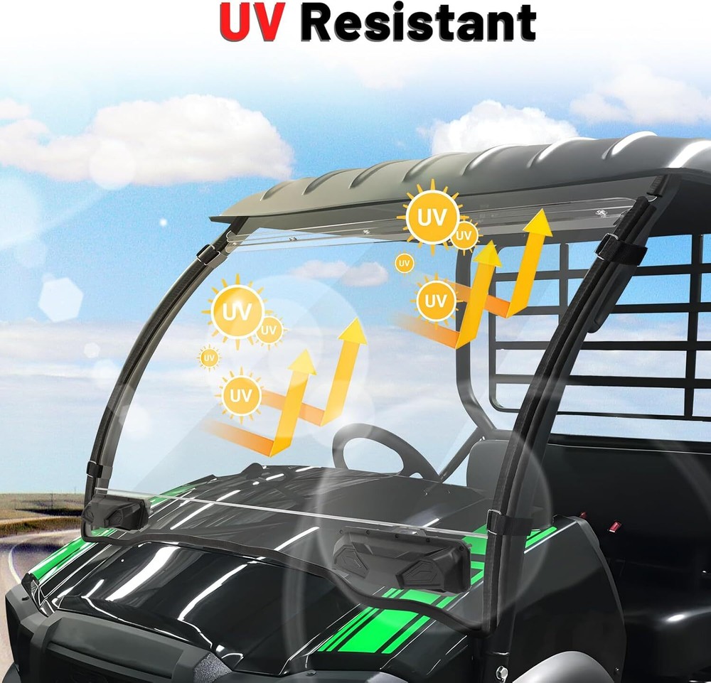 Full Mule Windshield Front Vented Windshield for 2017+ Kawasaki Mule SX SE XC
