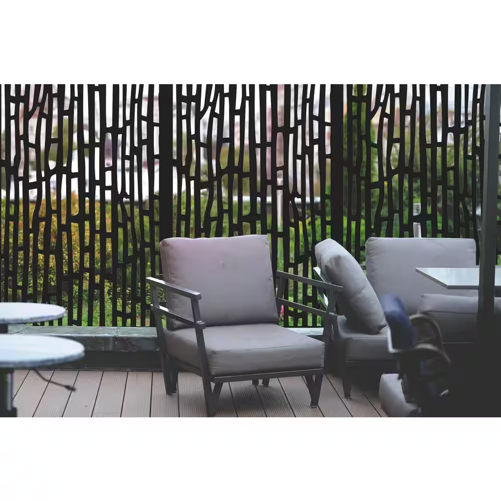 Bali 6 Ft. X 3 Ft. Charcoal Recycled Polymer Decorative Screen Panel, Wall Decor