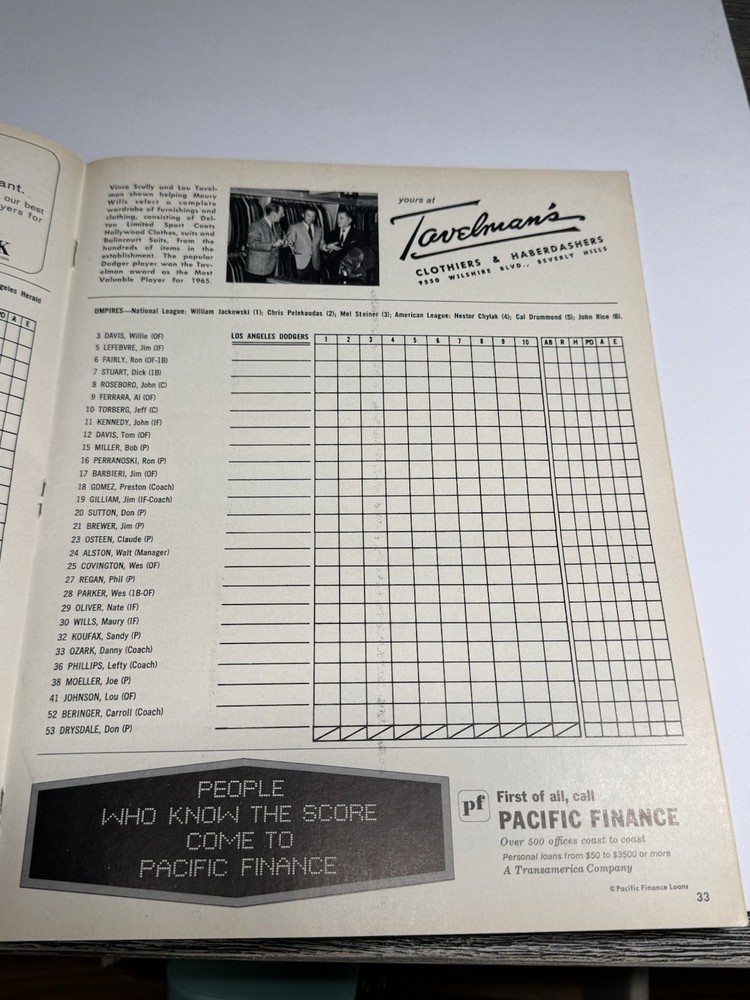 1966 World Series Program Clean Scorecard