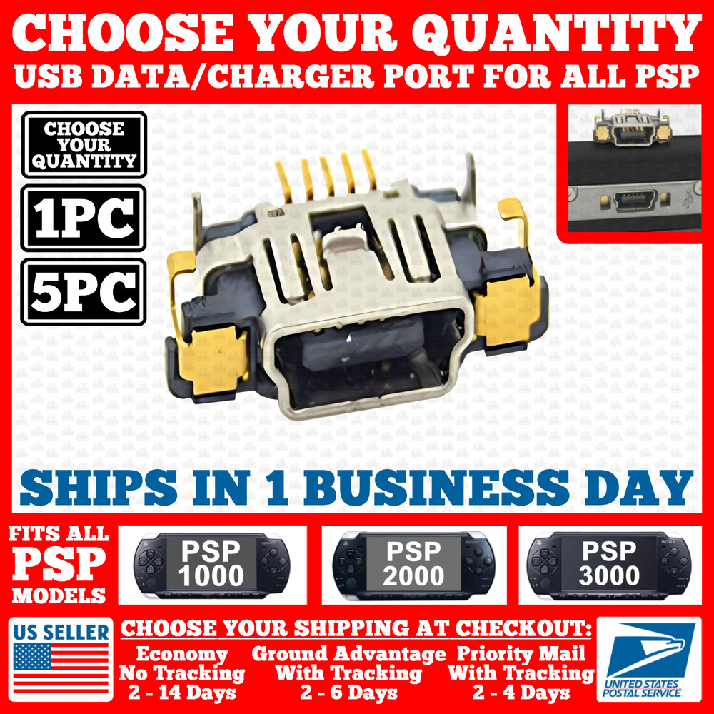 Charging USB Data Port for Sony PSP 1000/2000/3000 Console Charger Replacement