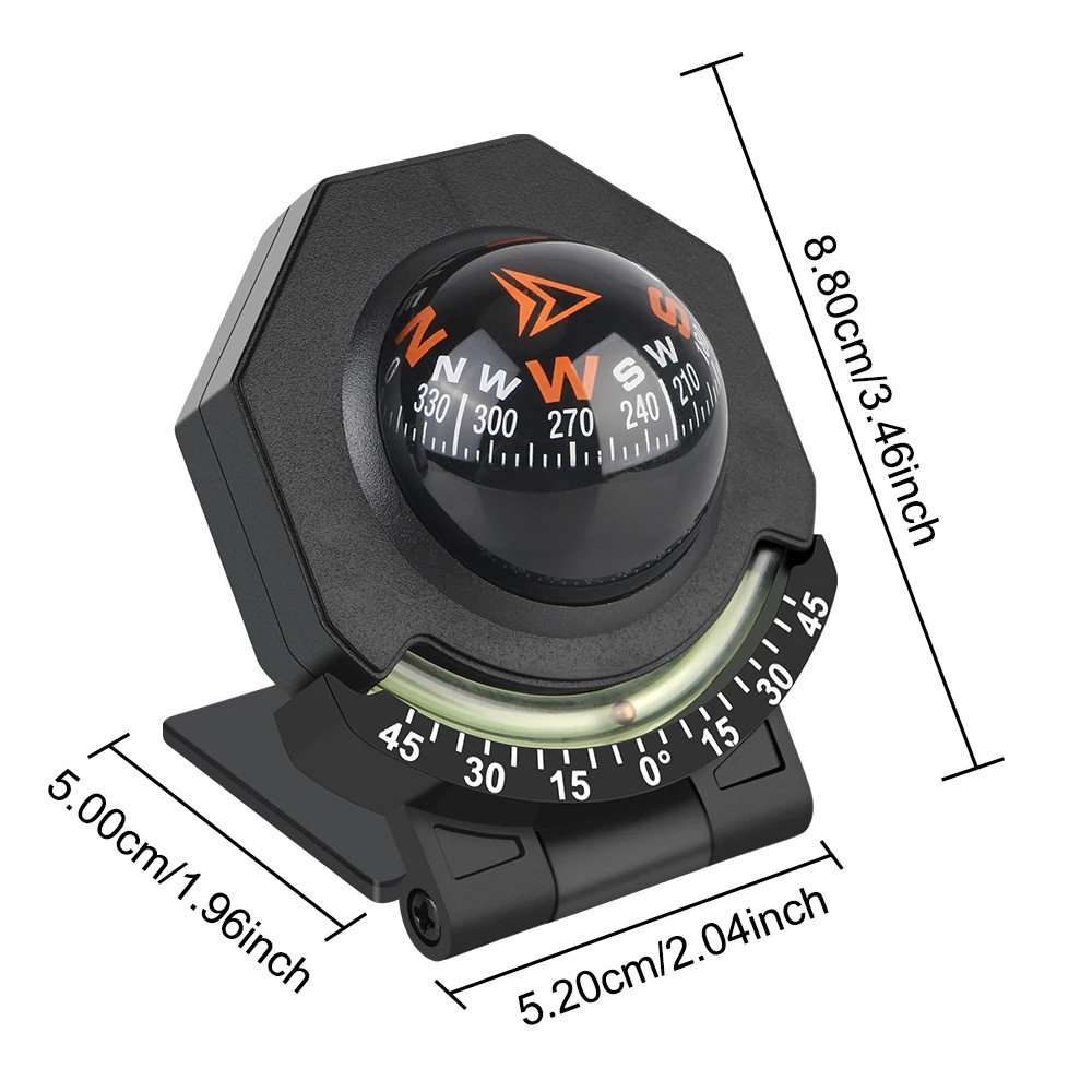 High Precision Navigation Car Mount Compass Ball Car Dashboard Compass 2-In-1