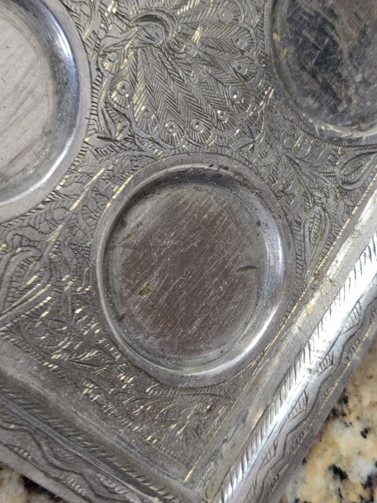Victorian Silver Plate Engraved Egg Cup Set