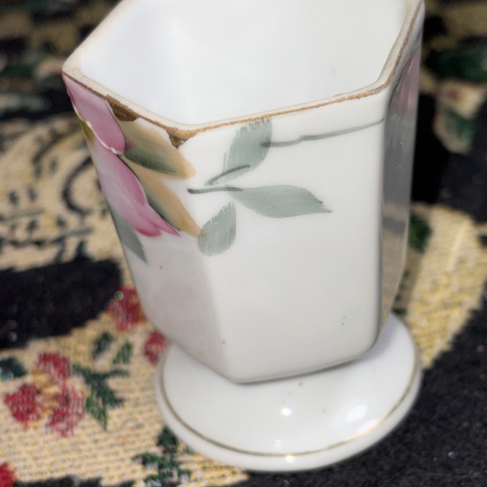 Vintage Noritaki Azalea Pattern Toothpick Holder Measures 2.5”
