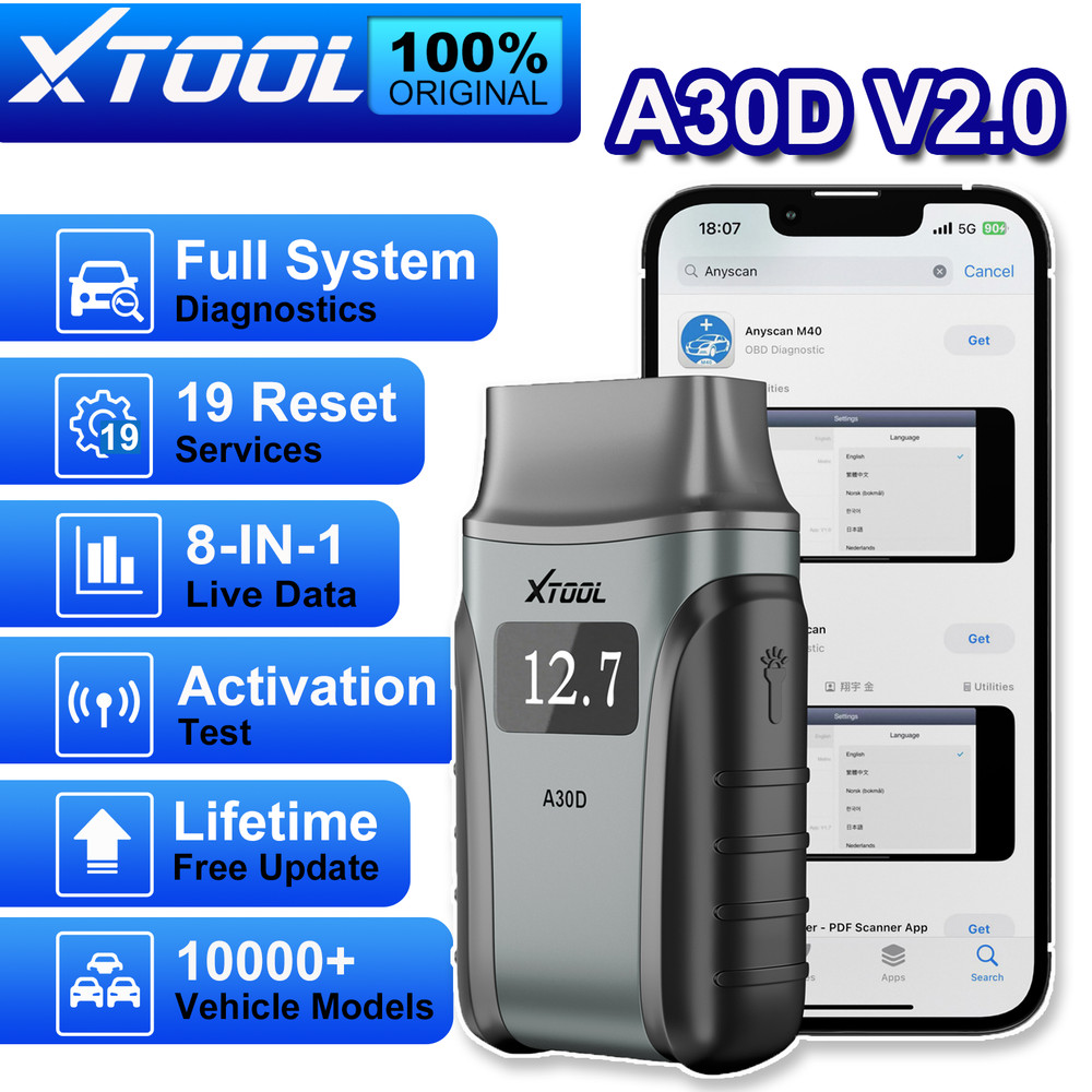 XTOOL A30D OBD2 Bidirectional Scanner Bluetooth Auto Full System Diagnostic Tool