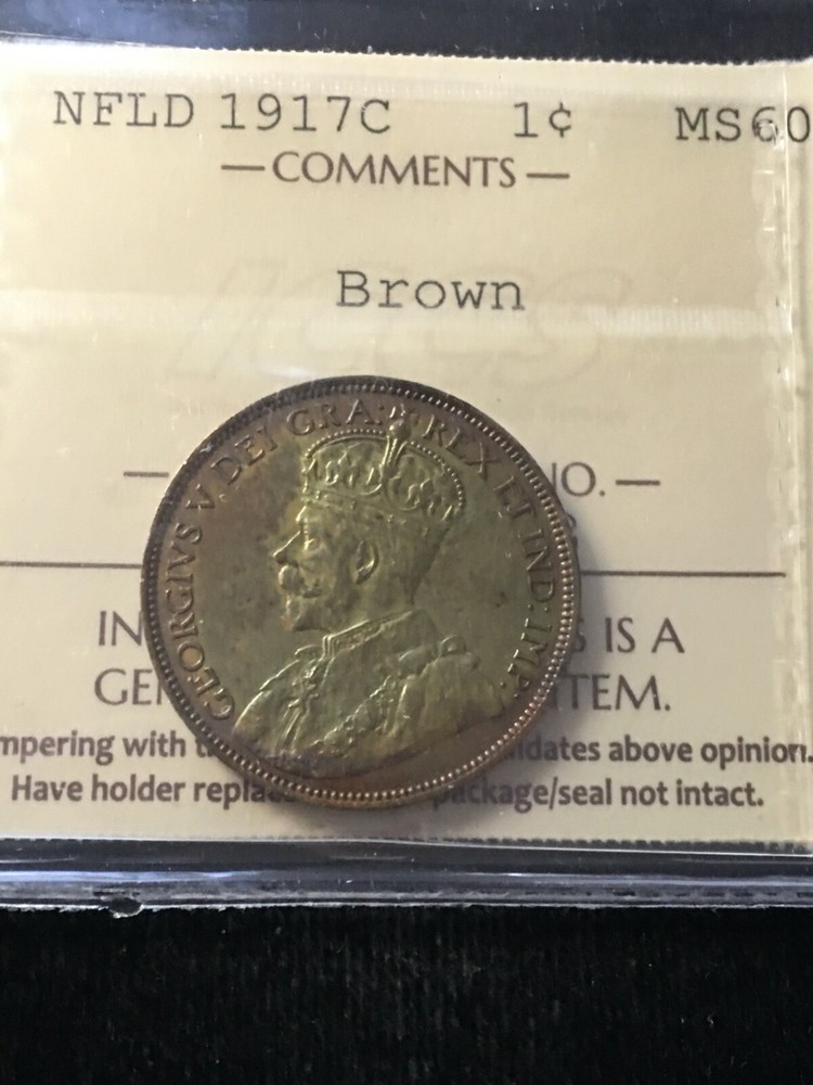1917c ICCS Graded Newfoundland, Large ¢1 Cent, **MS-60**