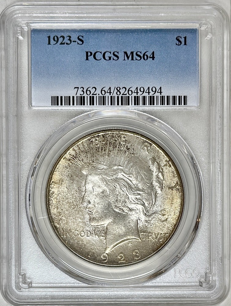 1923 S PEACE SILVER DOLLAR PCGS MS64