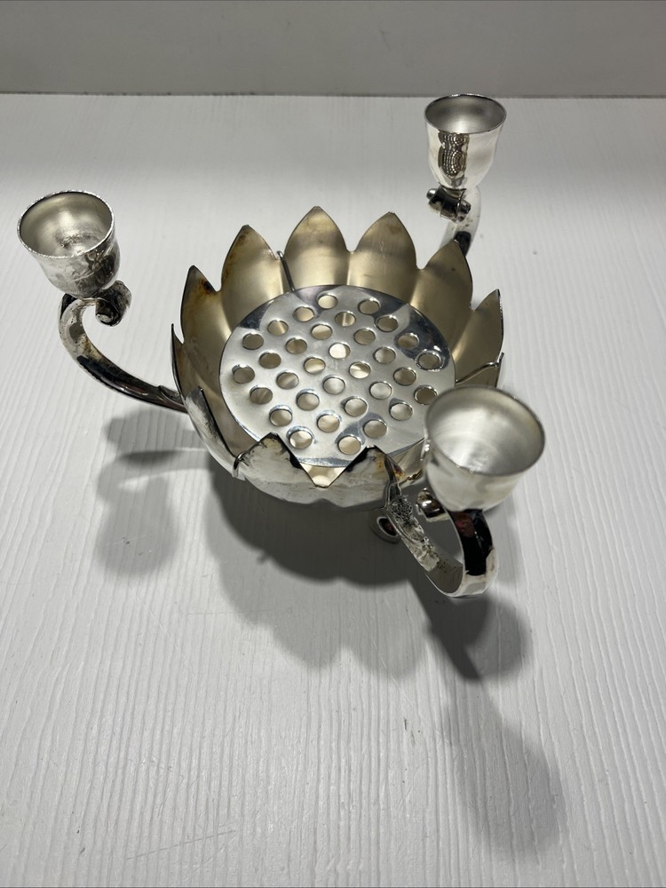 SilverPlated ︱ Flower ︱ 3︱ Candle Holder︱ Bowl︱Silver
