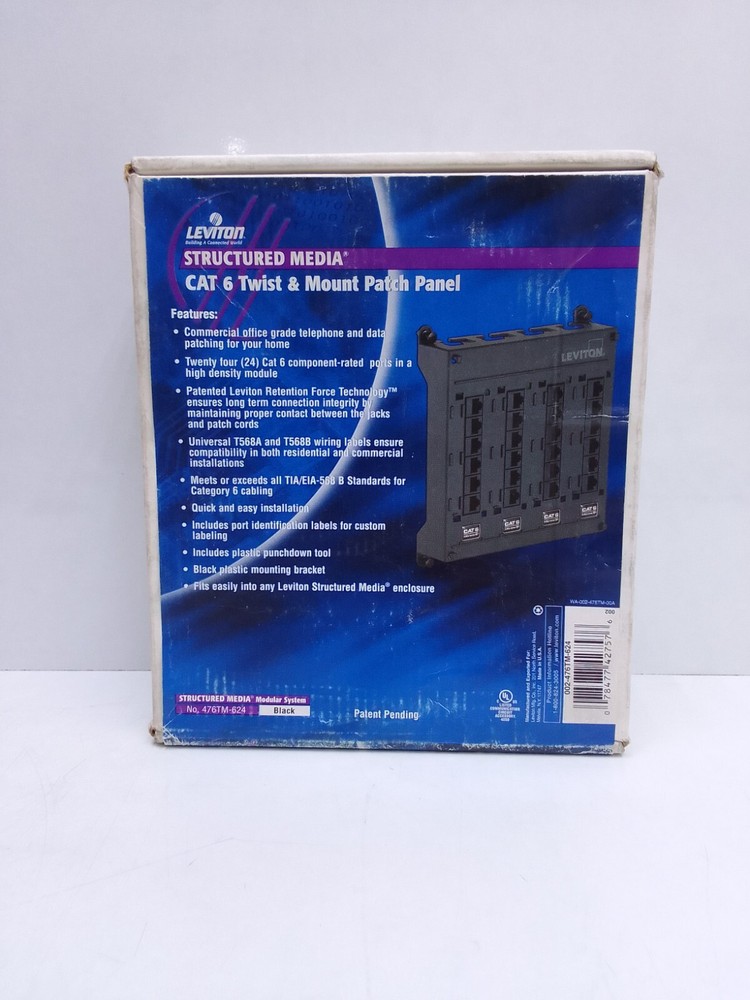 LEVITON 476M-624 CAT 6 TWIST & MOUNT PATCH PANEL