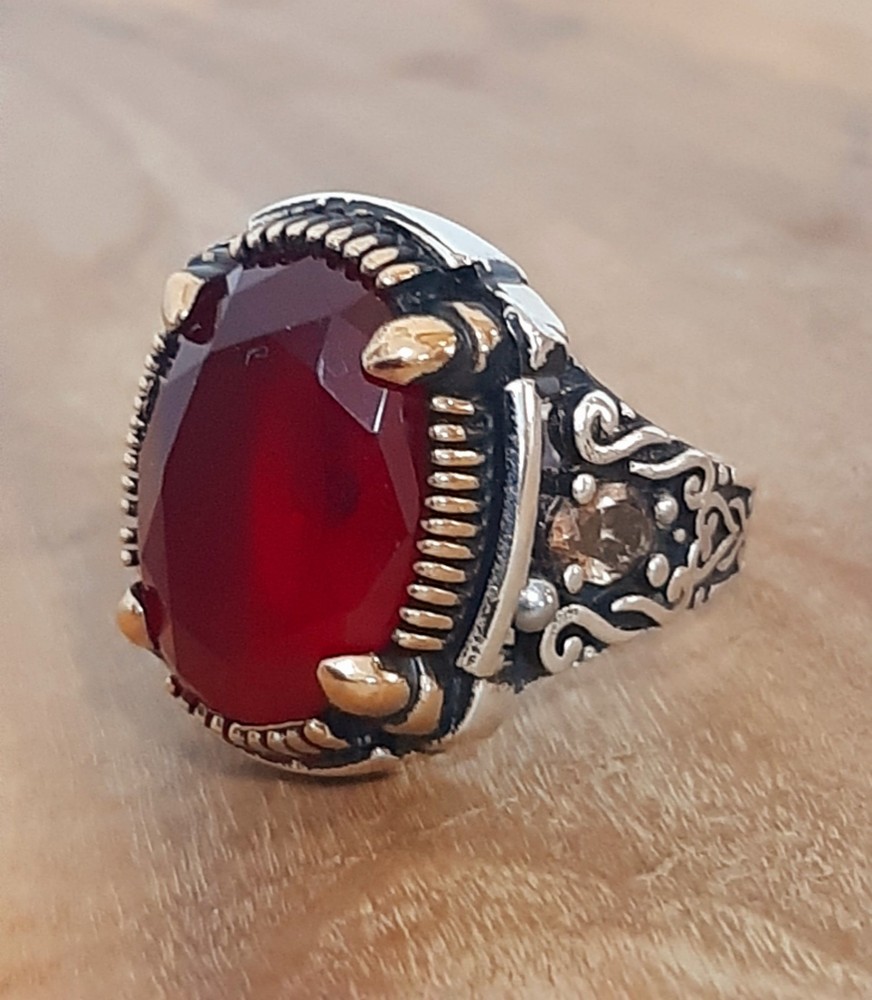 925 SILVER RING Men Solitaire Spinel Ring Sterling Man $
