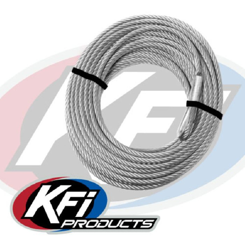 KFI Wide Winch Cable UTVCBL4KW 5000 Lb UTV Replacement Silver 52ft