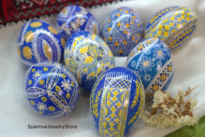 Handmade Easter eggs Easter ornaments Handpainted Easter decor Ukraine Pysanka