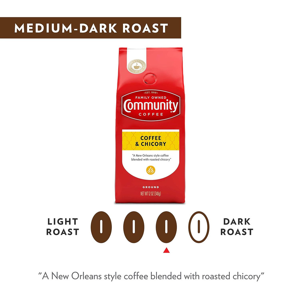 and Chicory Medium-Dark Roast Ground Coffee, 12 Oz