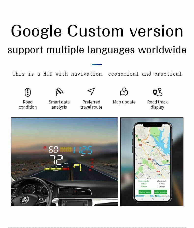 M15 Head Up Display OBD GPS Dual Mode Speedometers Overspeed Warning Projector