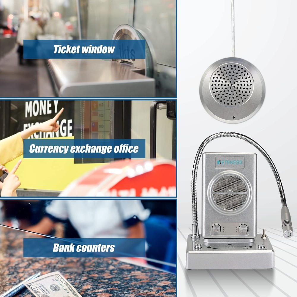 Retekess TW102 Window Microphone Speakers, Window Intercom System, 8M Cable ...