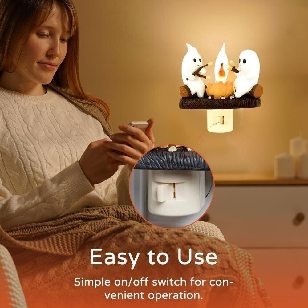 Ghosts Roasting Campfire Flicker Flame Night Light Ghost Roasting Marshmallows