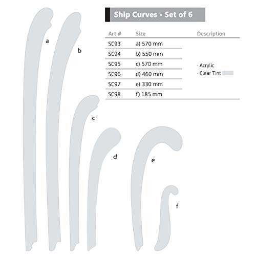 Ship Curves Set 6 Acrylic Drafting Curves Pattern Making Tailoring Drawing Tool