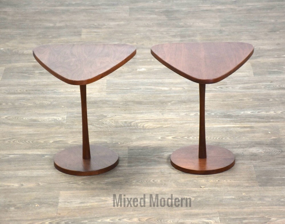 Walnut End Tables - A Pair Mid Century Modern