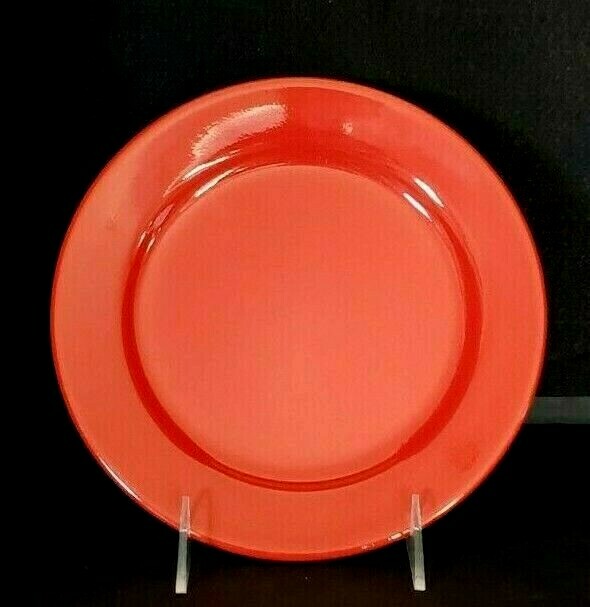 PIER 1 RED PATTERN EARTHENWARE SALAD PLATE MADE IN SPAIN 8 3/8"