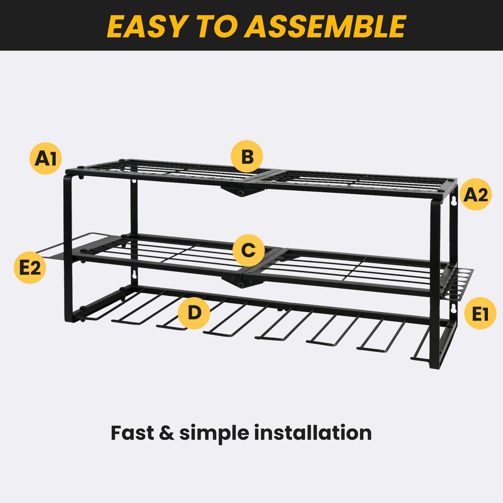 Power Tool Organizer Wall Mount 200Lbs Load 3 Layers Storage Rack 8 Drill Holder