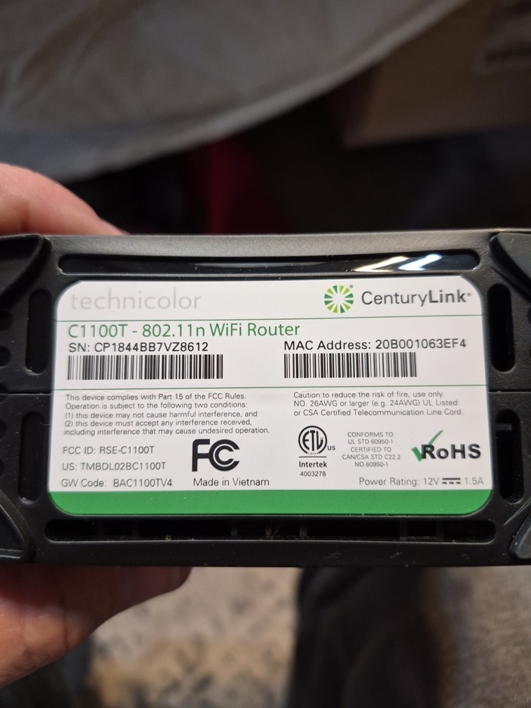 Century Link Modem model C1100Z router