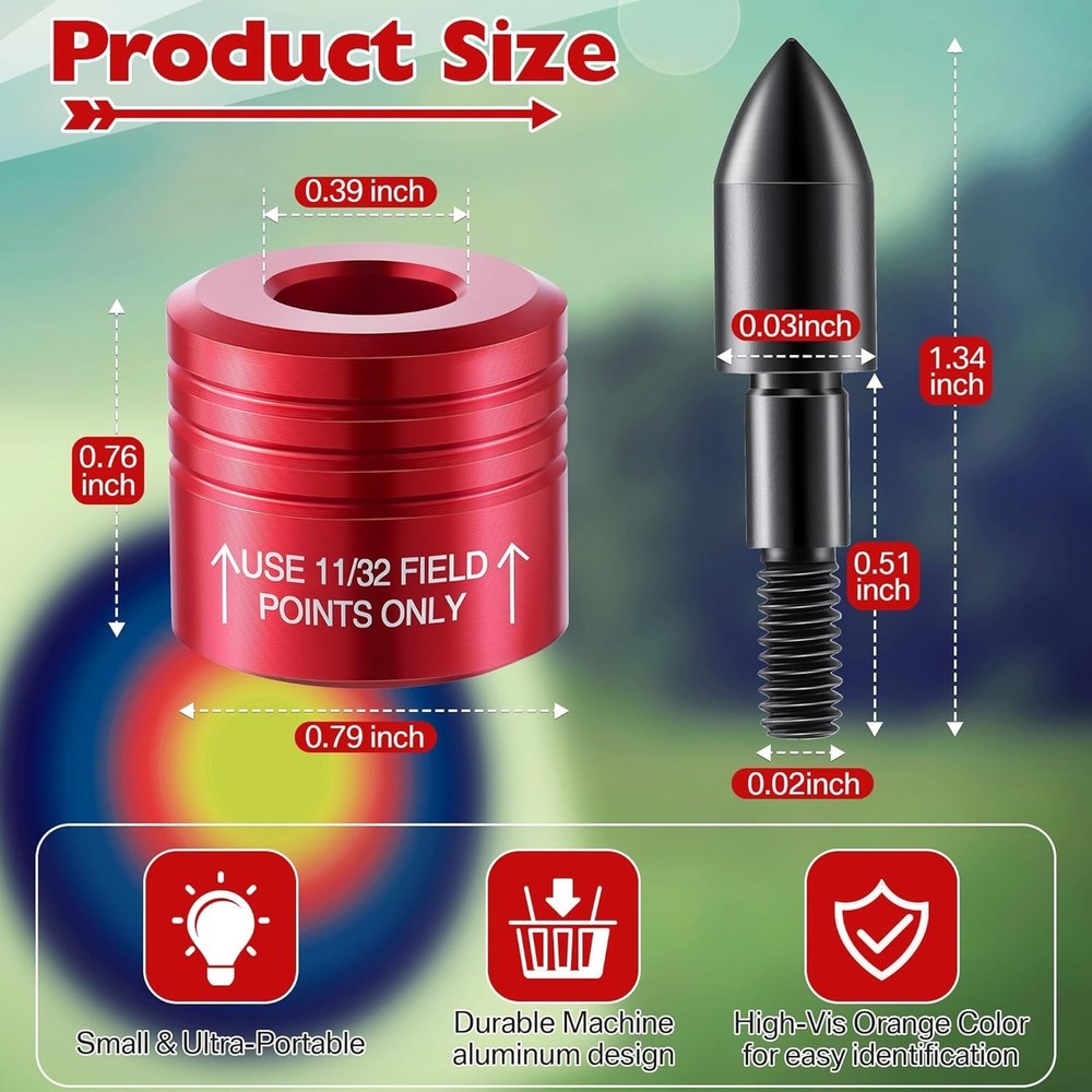 Compact Crossbow Bolt Decocking Head - 2 Pack with High Visibility Red Tips