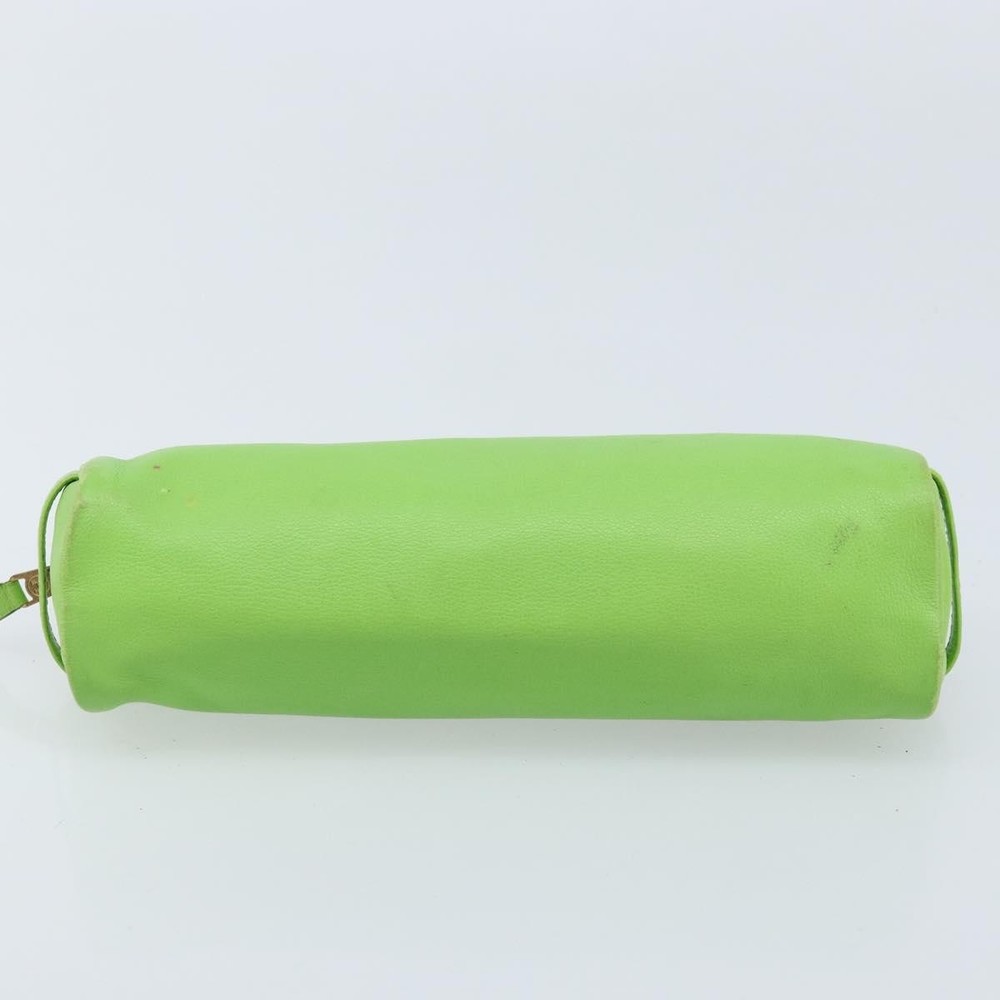 HERMES Scribe Pen Case Leather Light green Auth 172578