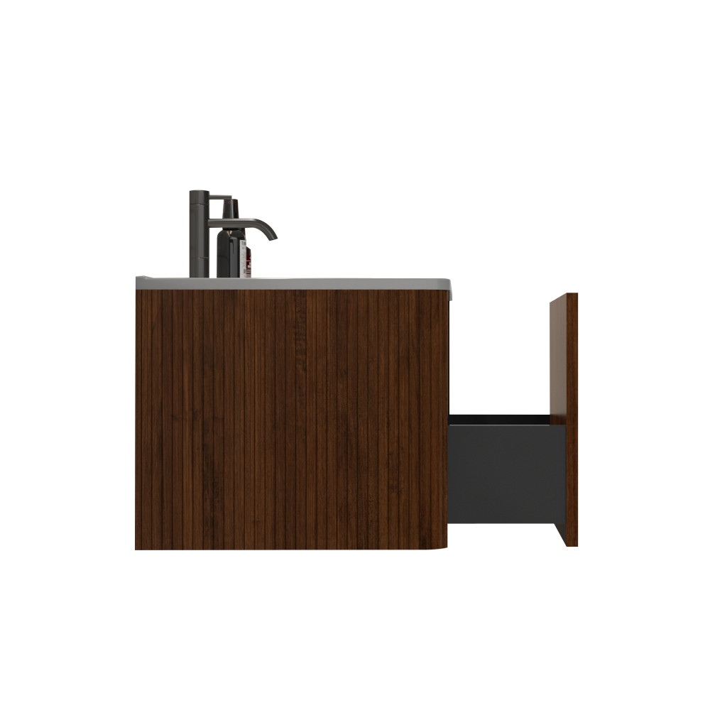 24" Floating Bathroom Vanity w/ Ceramic Sink, Wall Mounted, Preassembled Storage