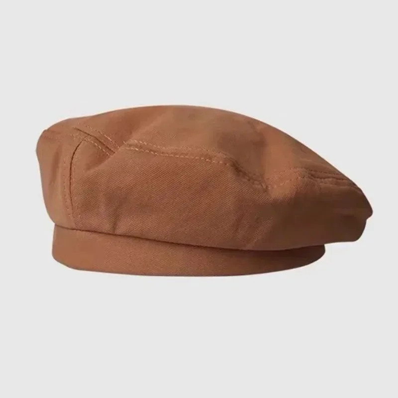 Cotton Berets Solid Vintage Spring Summer French Octagonal Forward Peaked