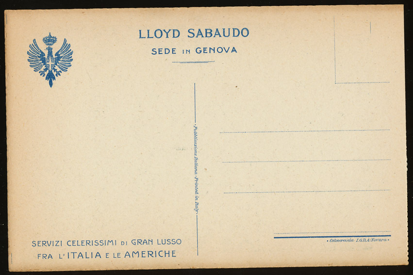 SS Conte Verde Postcard - Interior View - Lloyd Sabaudo