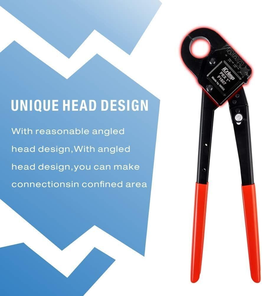 Angle Head PEX Pipe Crimping Tool for Copper Rings 1-inch Angle Single Crimper