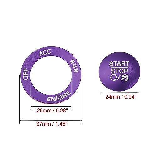 Engine Start Stop Button Cover Kit One Click Push Start Button Trim Purple