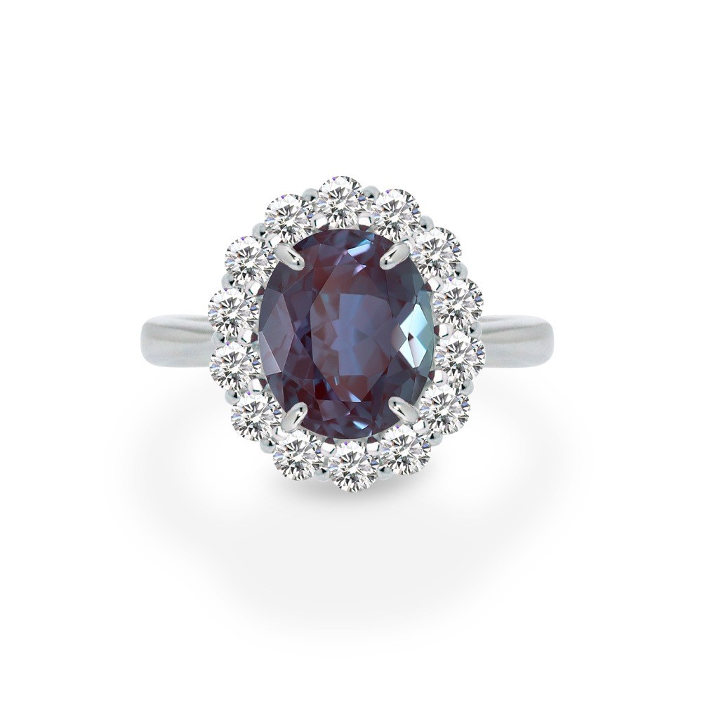 Platinum/K18 3.5ct Oval Lab-Grown Alexandrite Ring
