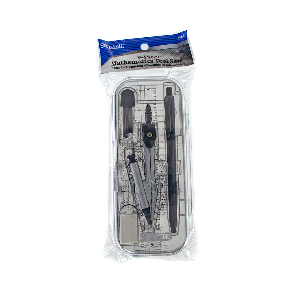 West Coast Paracord 9 Piece Math Tool Sets, Pencil, Compass, Rulers, Protractor