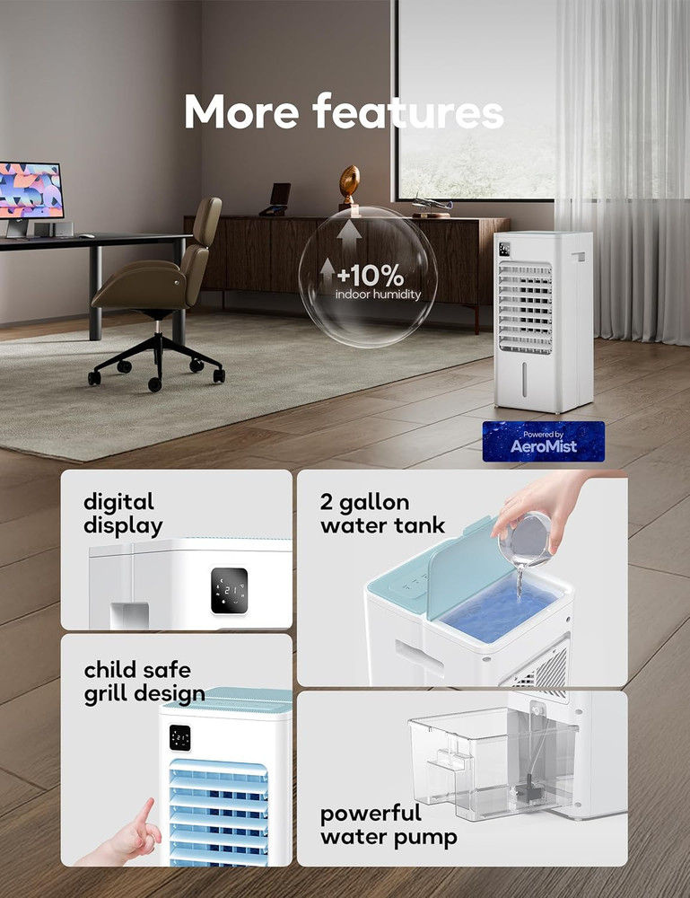 Portable Windowless Air Conditioner - 3 Speeds, Remote, 12H Timer, Oscillating