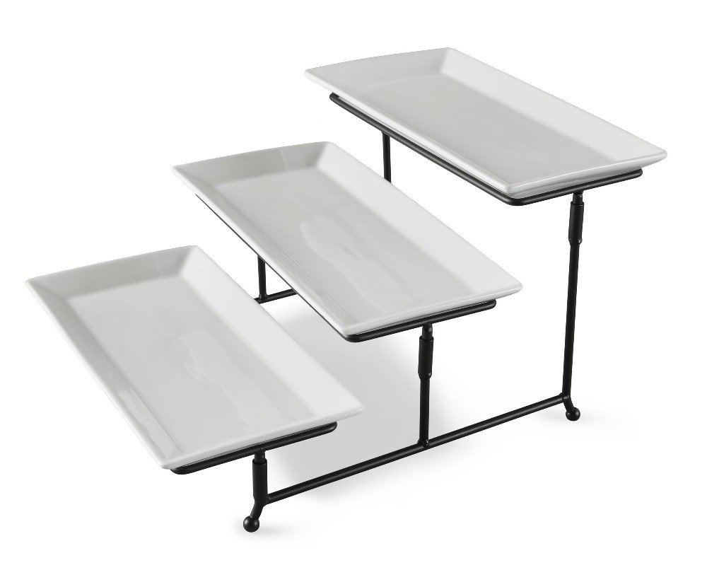 White Porcelain 3 Tiered Serve Set