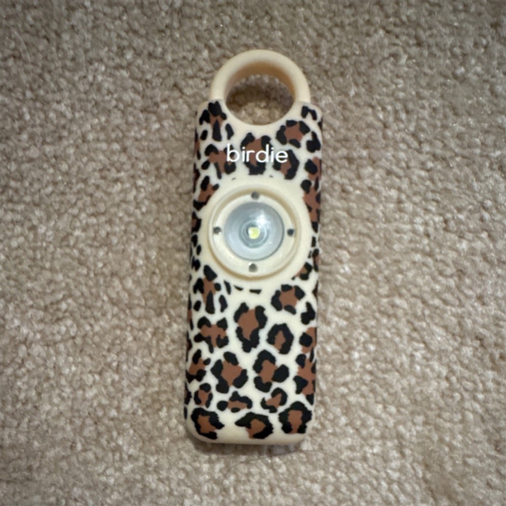 Birdie Leopard Print Personal Alarm with Flashlight and Keyring