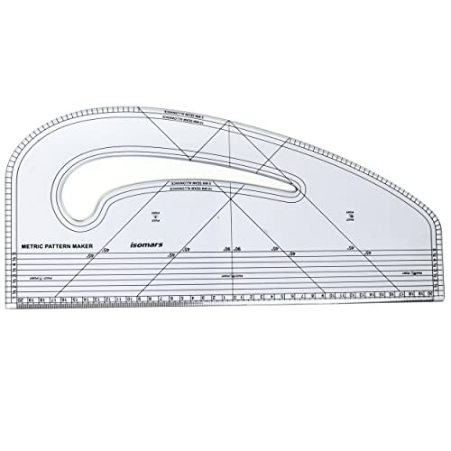 All in One Pattern Maker Ruler 43cm Clear Perspex Tailoring Drafting Tool