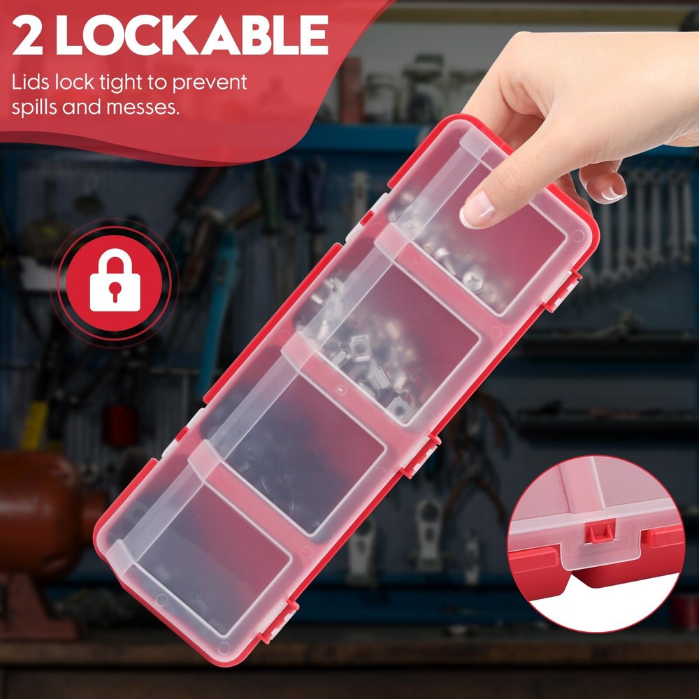 Duogalia 4 Pack Screw Organizer Box with Lids 4 Compartments Tool Bin Stackab...